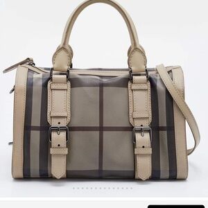 Burberry Beige and Gray Satchel